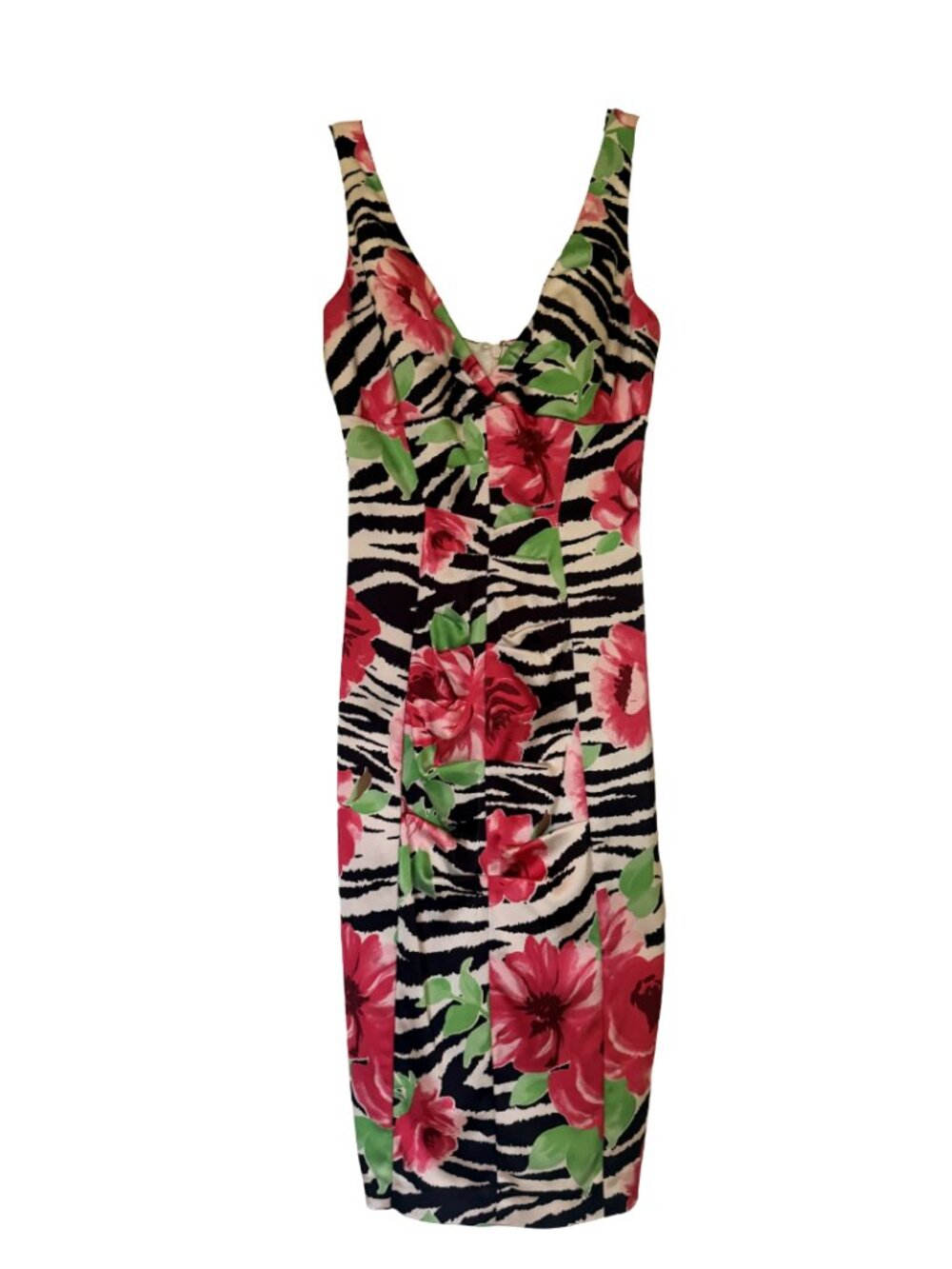 Cache Zebra and Floral Print Dress Size 4, Run Small